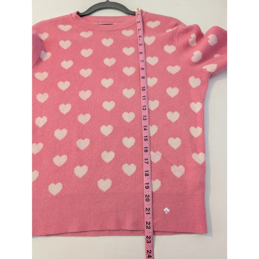 Kate Spade Sweater Perfect Heart Rich Carnation Feminine Designer Pink Size XS